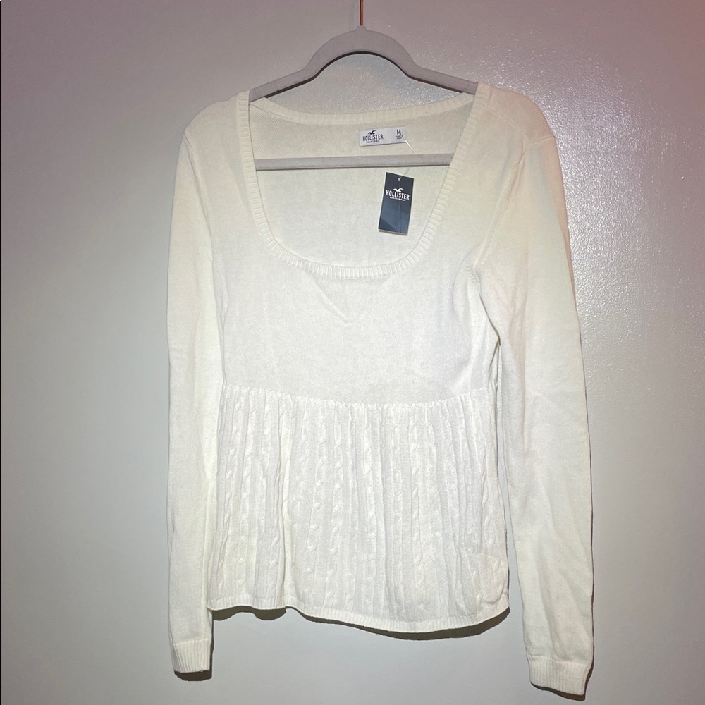 Hollister Cream Long Sleeve Blouse